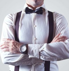 Businessman with bow tie and fashionable outfit