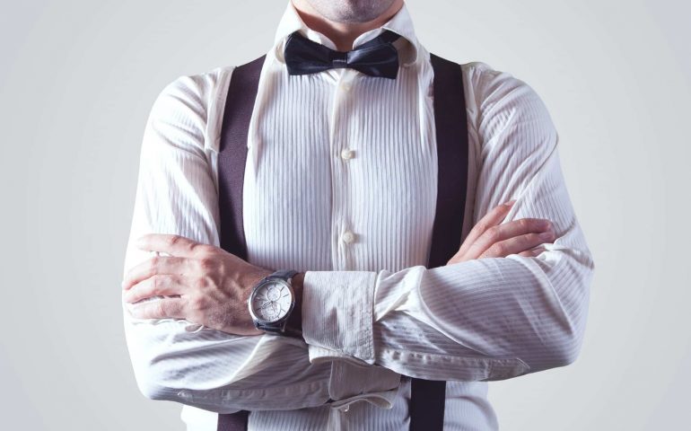 Businessman with bow tie and fashionable outfit