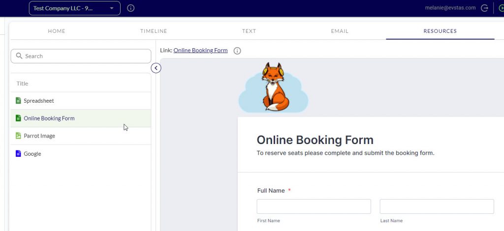 TAS Online Booking Form 