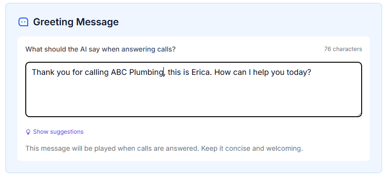 AI Receptionist Greeting Prompt