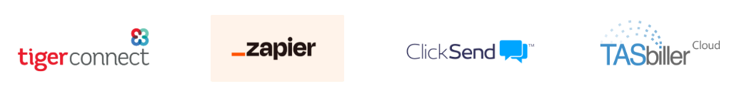 Fox TAS integrations with TigerConnect, Zapier, ClickSend, and TASbiller Cloud