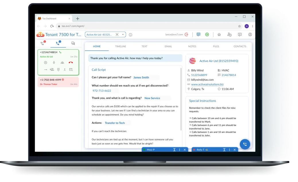Answering Service Software for TAS